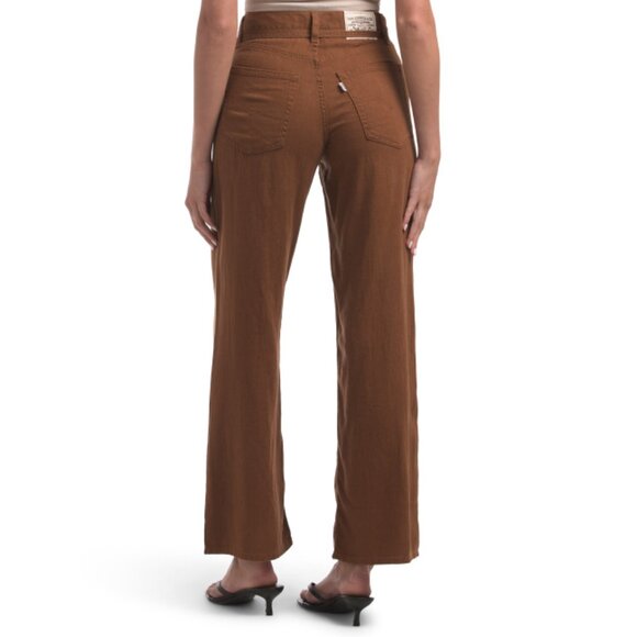 LEVIS Brown Linen Blend Xl Straight Sorrel Horse Pants - Picture 2 of 2